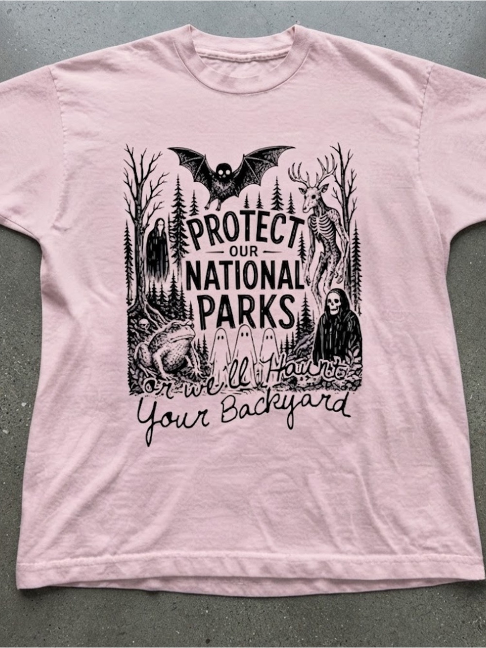 Protect Our National Parks Graphic Gildan Cotton Pink T-Shirt